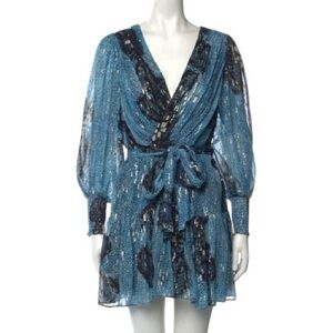 Ulla Johnson Blue and Black “Noemi” silk mini dress